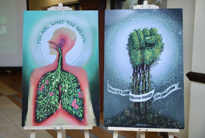 For the report launch of the Status of Air Pollution in Peshawar, university students designed creative posters.